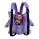 A Volbeat plushie pokes out of the back of the Gengar backpack.